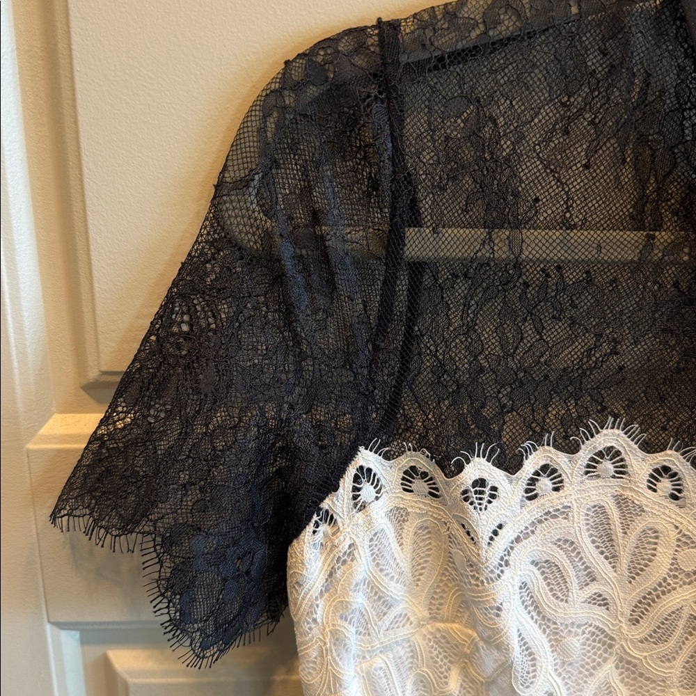 Sandro Black & White Lace Dress w Collar NWOT - Picture 7 of 11
